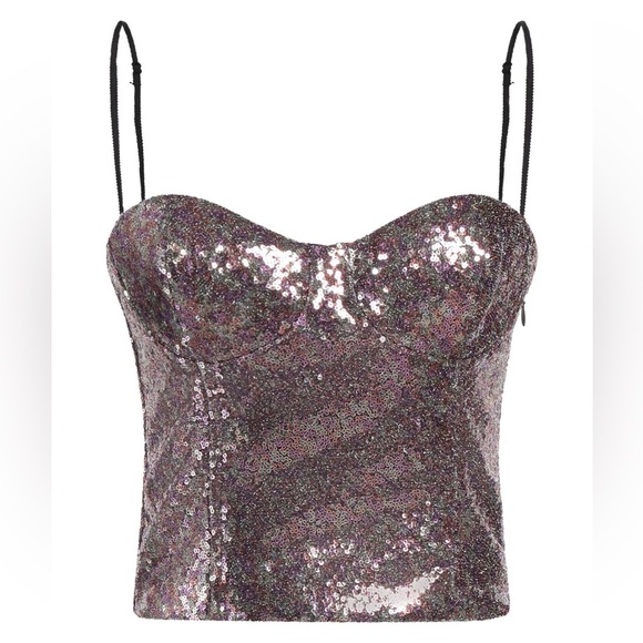 ROCHAS violet and silver sequined camisole/bustier - Picture 1 of 2